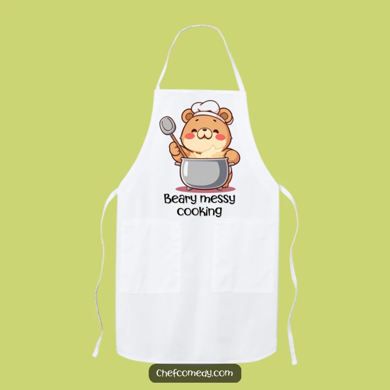 Funny Bear Chef Apron: Bear Stirs Pot, Protects Clothes with Humor