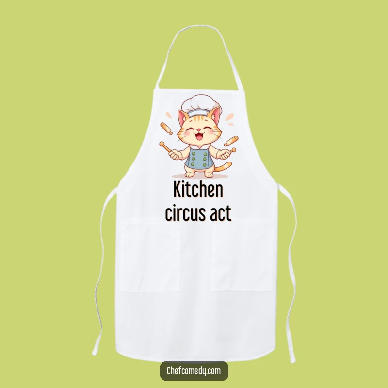 Funny Cat Chef Apron: Giggling Cat Juggles Rolling Pins, Keep Clean with Humor