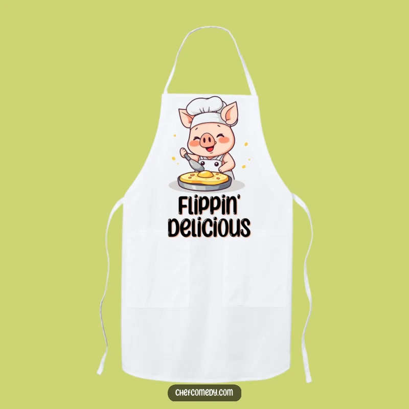 Funny Kawaii Pig Chef Apron: Pancake Flip Focus, Kitchen Fun Gift