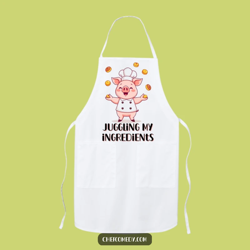 Funny Kawaii Pig Chef Apron: Pastry Juggling Kitchen Fun for Bakers