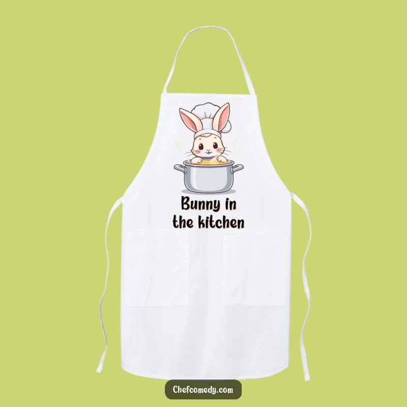 Funny Rabbit Chef Peeking Pot Apron - Cook with Curiosity & Charm Gift