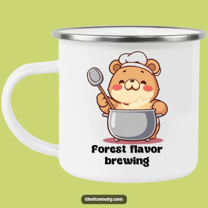 Funny Bear Chef Camping Mug: Durable Mug with Bear Stirrer for Outdoors