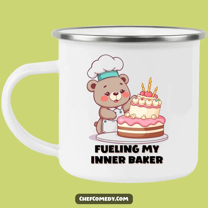 Funny Bear Chef Camping Mug: Outdoor Coffee Cup for Adventurous Bakers