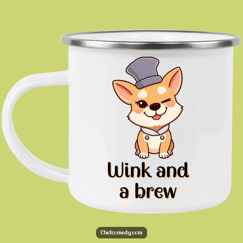 Funny Dog Chef Camping Mug: Durable Mug with Winking Dog for Outdoors