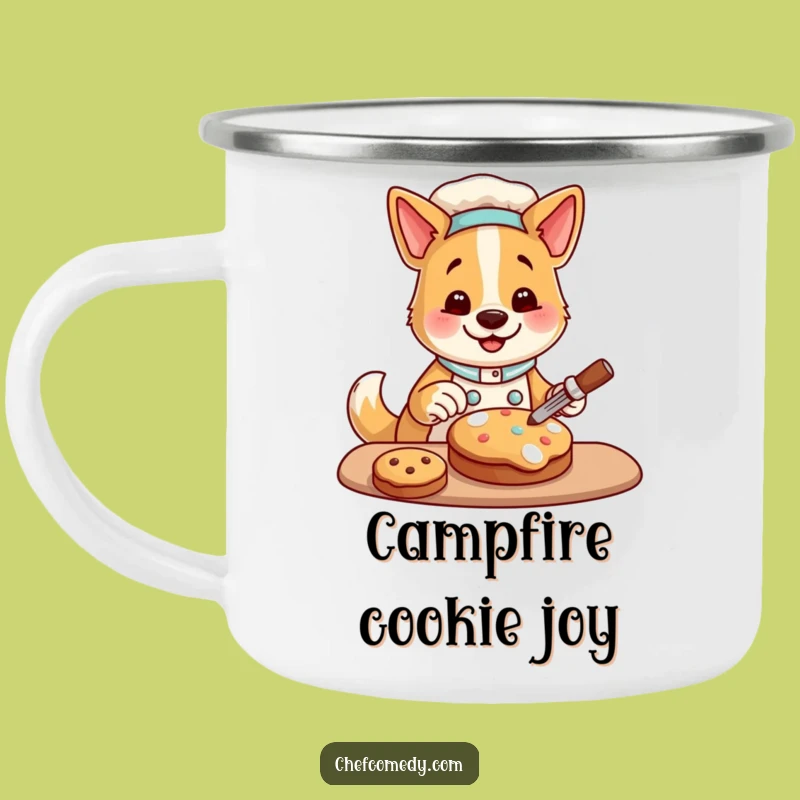 Funny Dog Chef Camping Mug: Happy Cookie Decorating, Durable Funny Gift for Outdoor Bakers