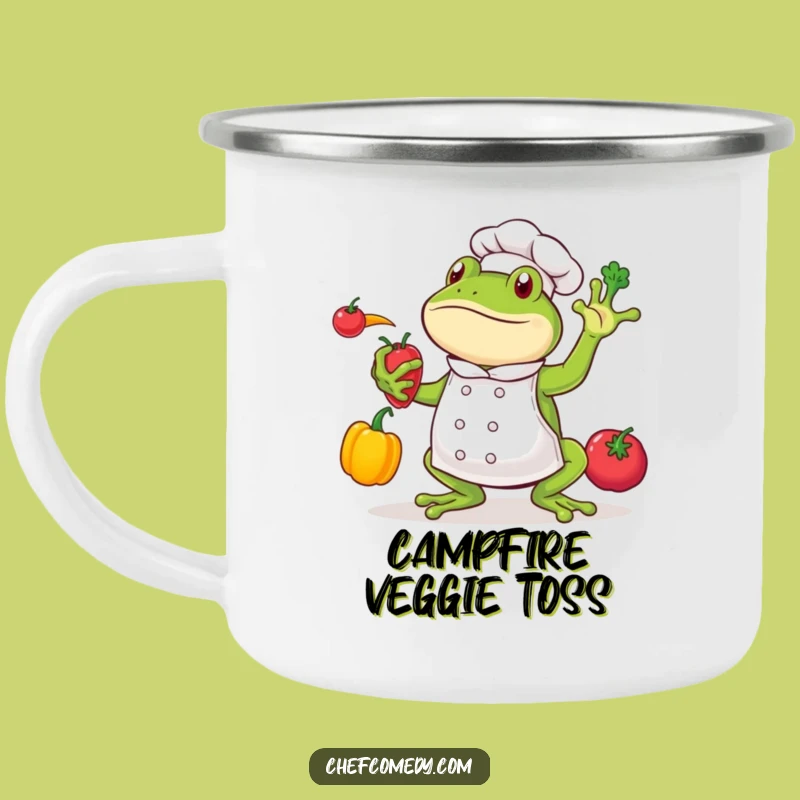 Funny Frog Chef Camping Mug: Whimsical Outdoor Coffee Cup for Foodies