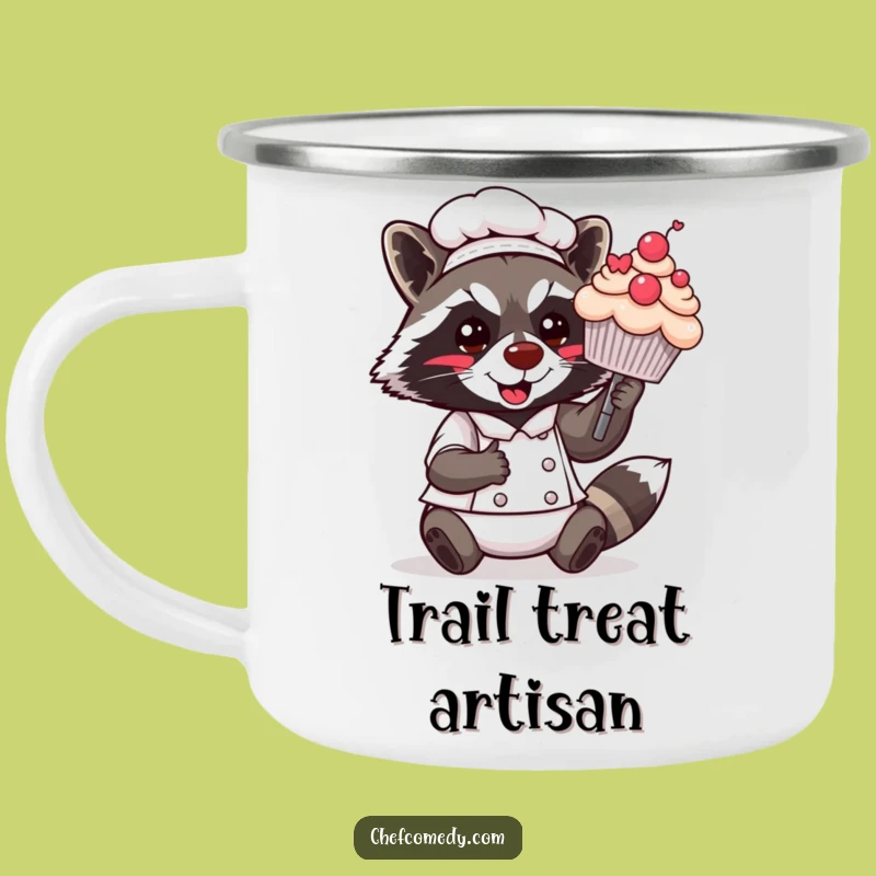 Funny Kawaii Raccoon Chef Camping Mug: Sweet Outdoor Sips, Hilarious Gift for Bakers!