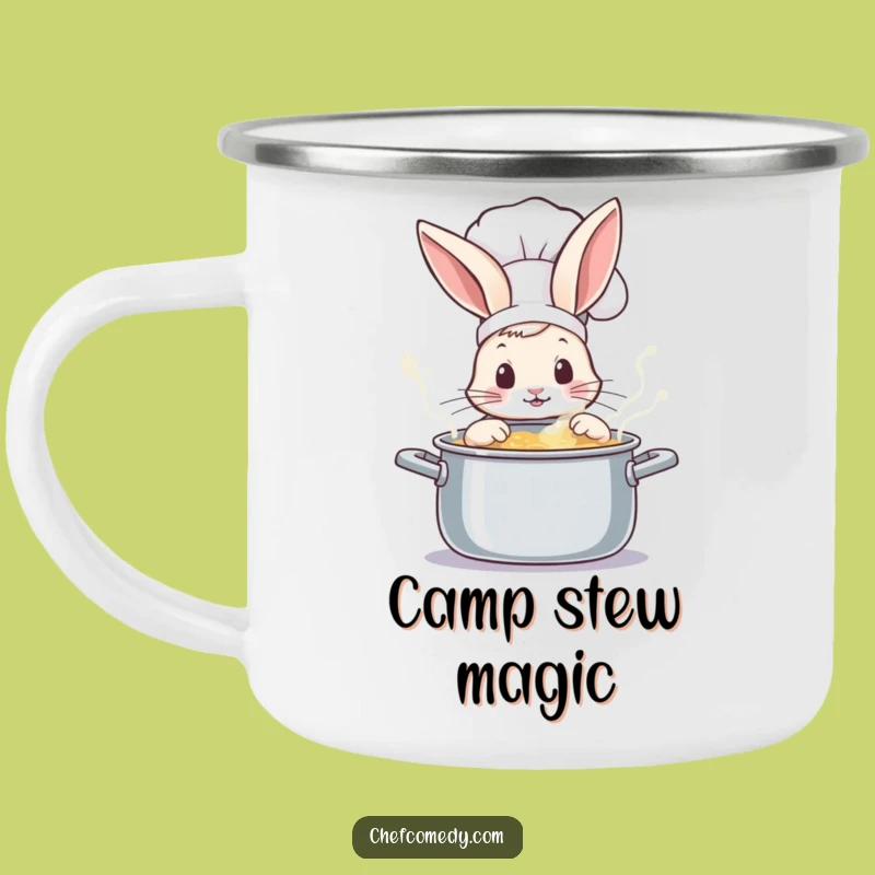 Funny Rabbit Chef Peeking Pot Camping Mug - Outdoor Cooking & Wonder Gift