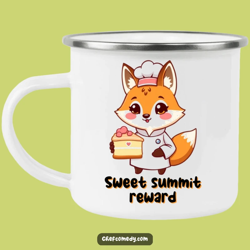 Funny Fox Chef Camping Mug: Proud Cake Presenting, Durable Funny Gift for Outdoor Bakers