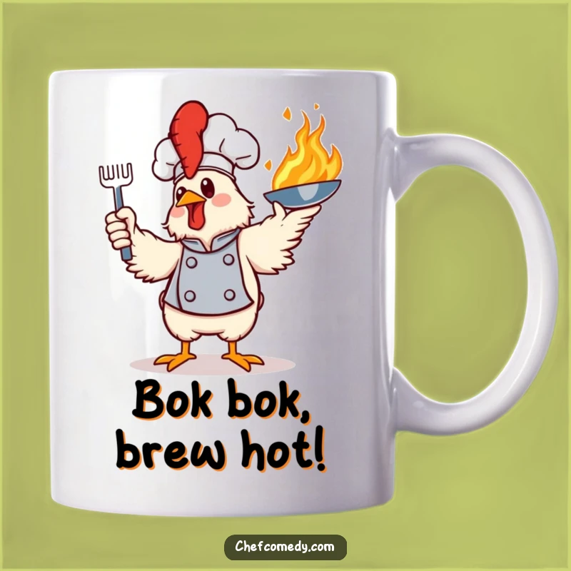 Funny Chicken Chef Flaming Pan Mug - Hilarious Gift for Foodies