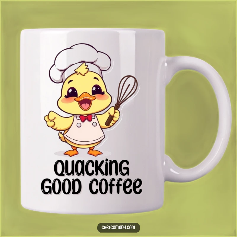 Funny Duck Chef Mug - Excited Whisking Action, Hilarious Kitchen Gift