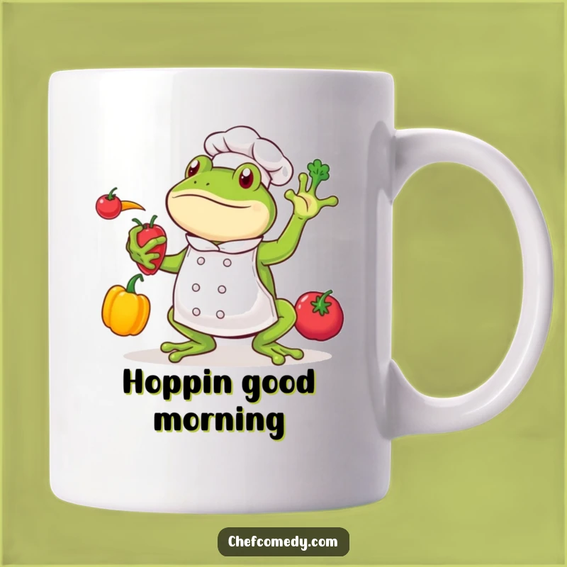 Funny Frog Chef Juggling Veggies Mug: Whimsical Kitchen Gift for Cooks