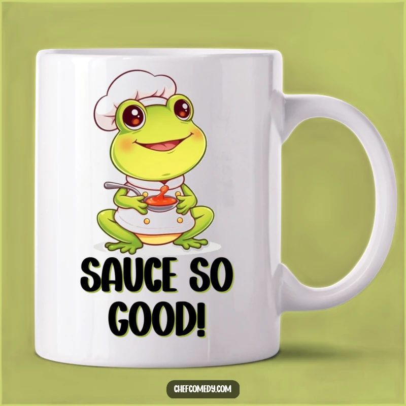 Funny Frog Chef Mug - Happy Sauce Tasting, Deliciously Hilarious Gift