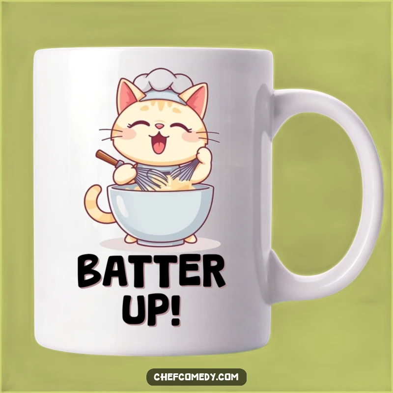 Funny Kawaii Cat Chef Whisking Mug - Culinary Cat Lover Gift
