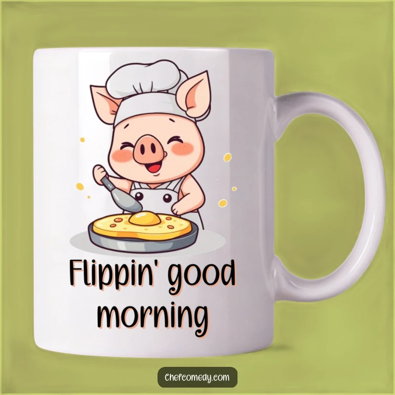 Funny Kawaii Pig Chef Mug: Pancake Flipping Glee, Perfect Chef Gift