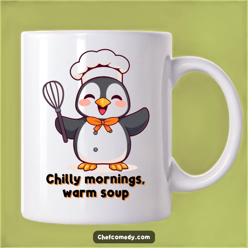 Funny Penguin Chef Whisk Mug - Cheerful Cooking Humor Gift