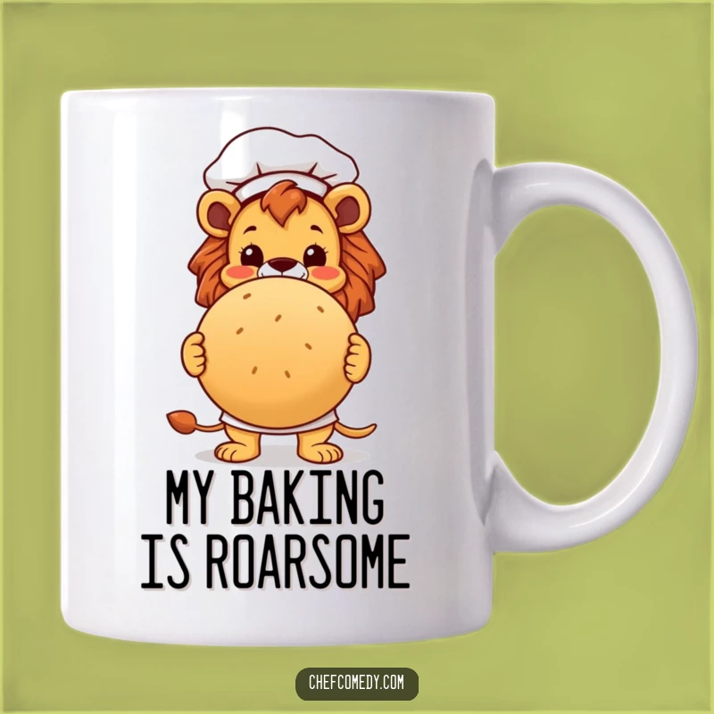 Funny Lion Chef Mug: Proud Baker Roasting a Delicious Loaf, Perfect Gift for Bakers