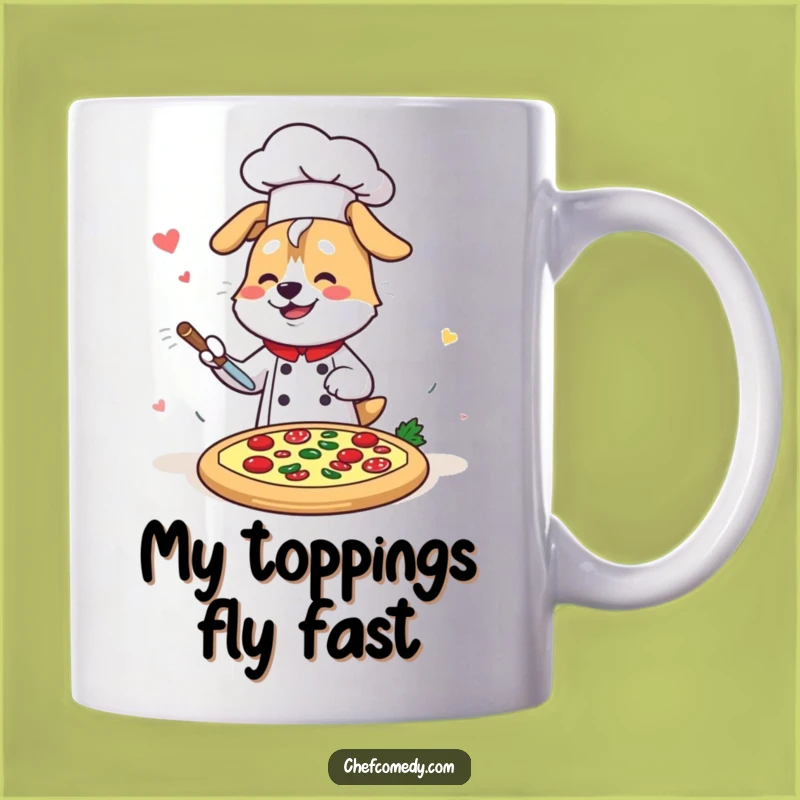 Funny Kawaii Dog Chef Pizza Decorating Mug, A Hilarious Gift for Foodie Dog Lovers