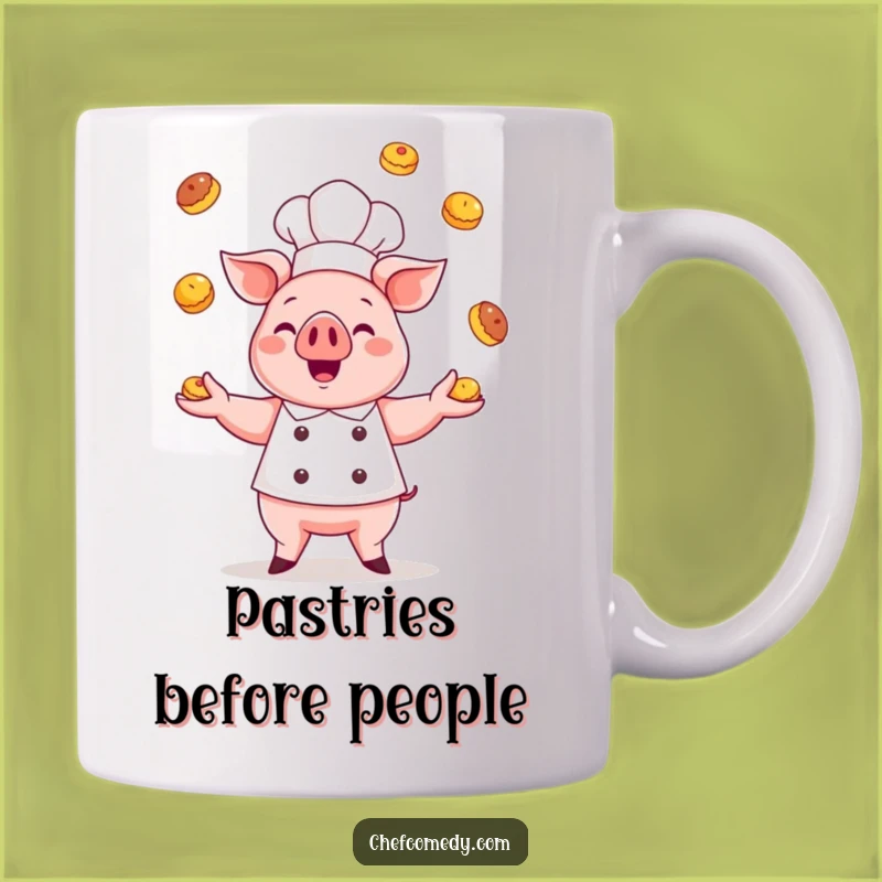 Funny Kawaii Pig Chef Mug: Pastry Juggling Delight Gift for Foodies