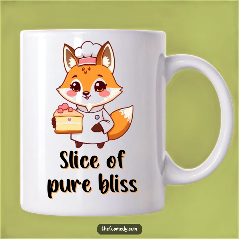 Funny Fox Chef Mug: Proud Cake Presenting Character, Perfect Funny Gift for Dessert Lovers