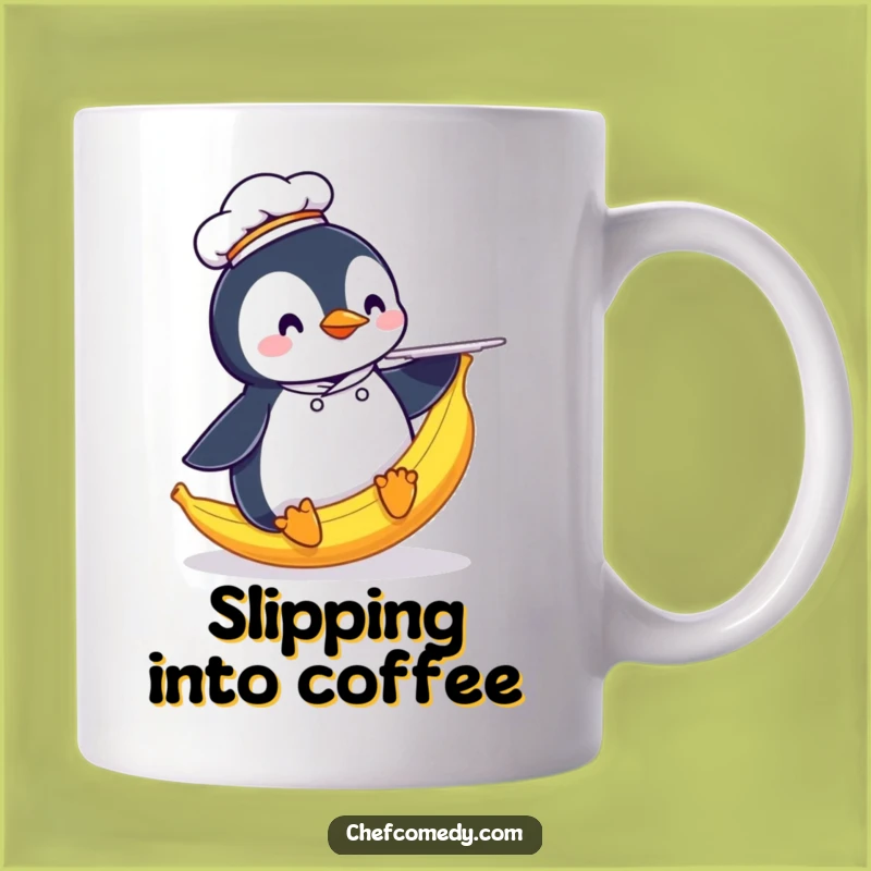 Funny Penguin Chef Mug: Slipping Chef with Plate, a Hilarious and Funny Gift for Kitchens