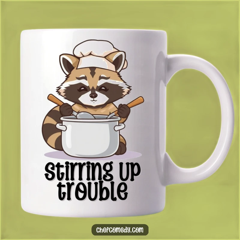 Funny Raccoon Chef Stirring Pot Mug: A Humorous Kitchen Essential