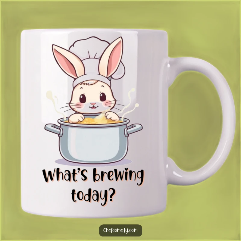 Funny Rabbit Chef Peeking Pot Mug - Whimsical Kitchen Gift for Foodies