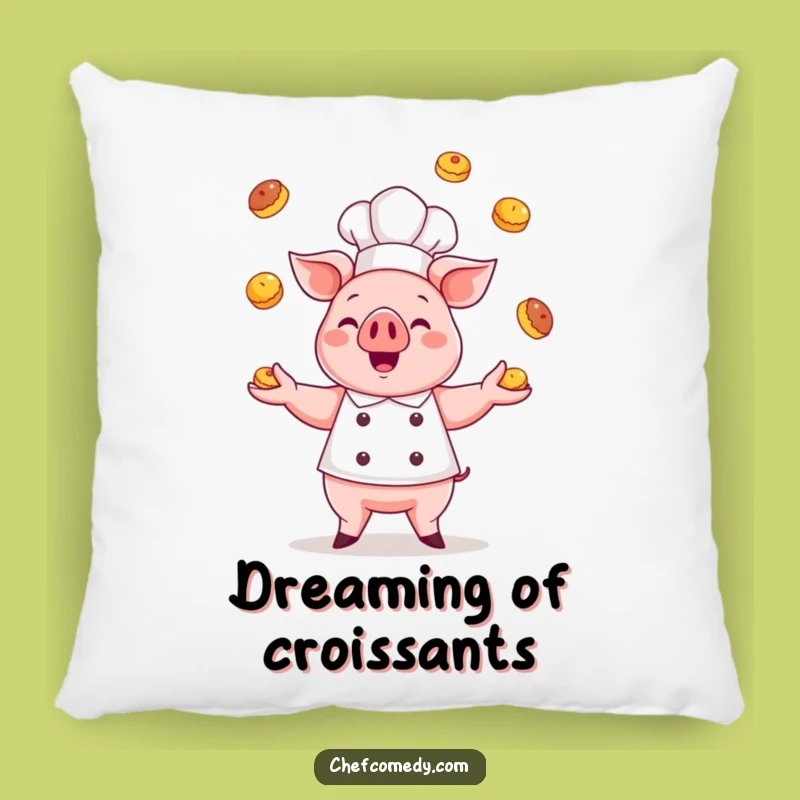 Funny Kawaii Pig Chef Pillow: Cozy Pastry Juggling Comfort for Food Lovers