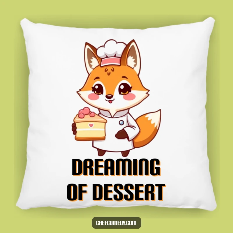 Funny Fox Chef Pillow: Proud Cake Presenting Character, Comfy Funny Gift for Bakers