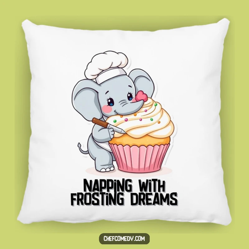 Funny Elephant Chef Cupcake Pillow - Cozy & Hilarious Dessert Decor