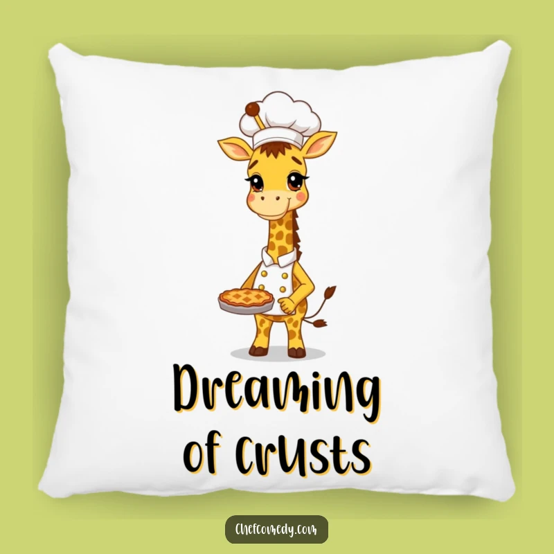 Funny Giraffe Chef Pillow: Tall Baker Proudly Holding Pie, Comfy Decor Gift