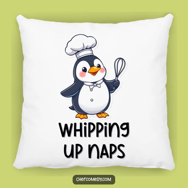 Funny Penguin Chef Whisk Pillow - Adorable Comfort with Culinary Humor!