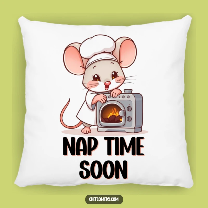 Funny Mouse Chef Pillow: Comfy Baker, Tiny Oven Focus, Cozy Funny Decor