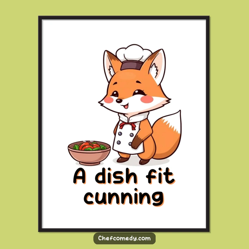 Funny Fox Chef Digital Art: Triumphant Dish Print, Instant Download Funny Giftable Decor