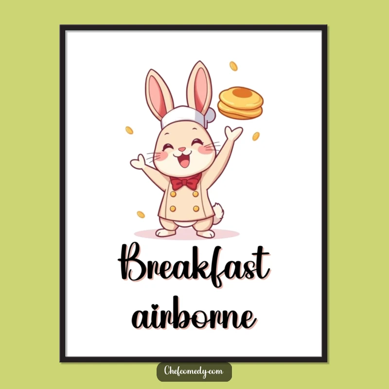 Funny Chef Rabbit Pancake Digital Art: Instant Breakfast Download, Perfect Funny Gift