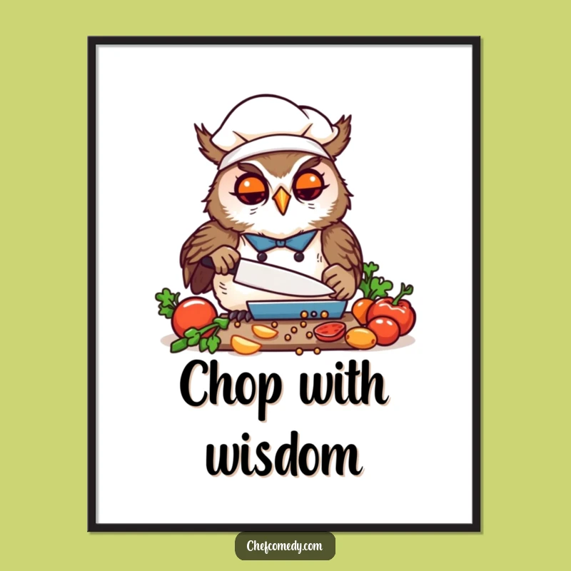 Funny Kawaii Owl Chef Digital Art: Instantly Brighten Walls with Focused Joy