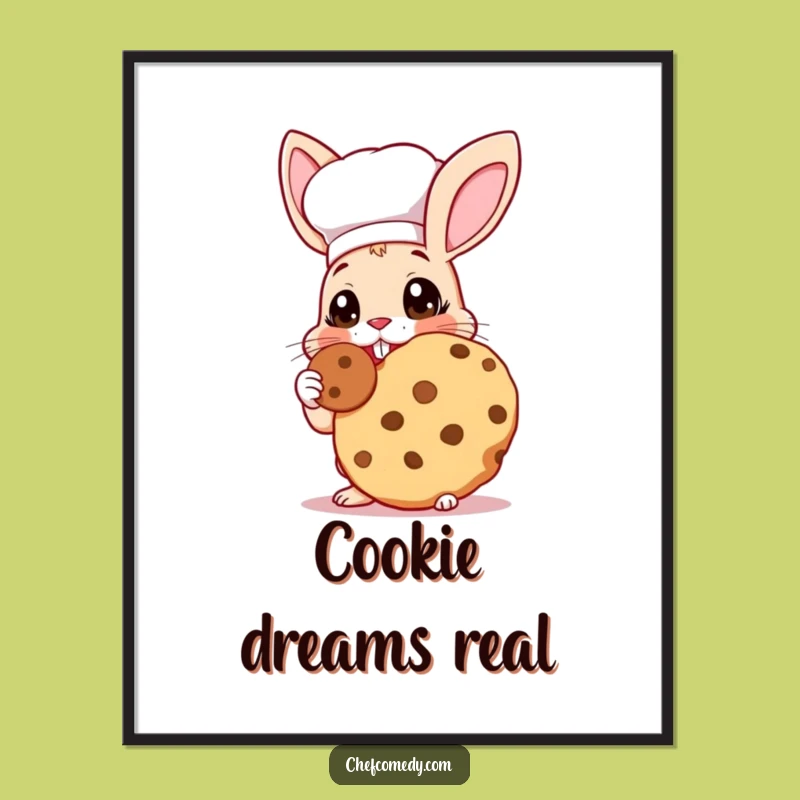 Funny Rabbit Chef Digital Art: Cookie Joy Print, Instant Download Funny Giftable Decor