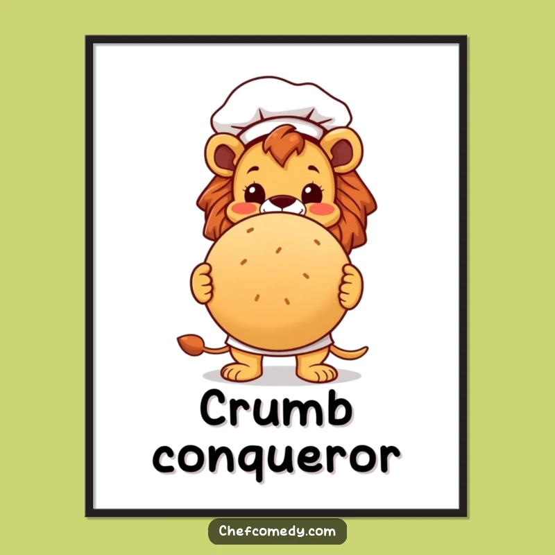 Funny Lion Chef Digital Art Print: Majestic Baker's Bread, Instant Funny Decor