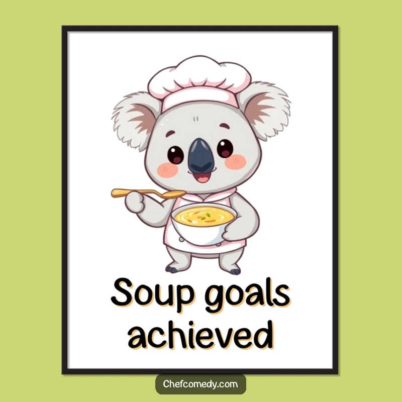 Funny Koala Chef Digital Art: Chef's Soup Spoon, Instant Download Funny Giftable Decor