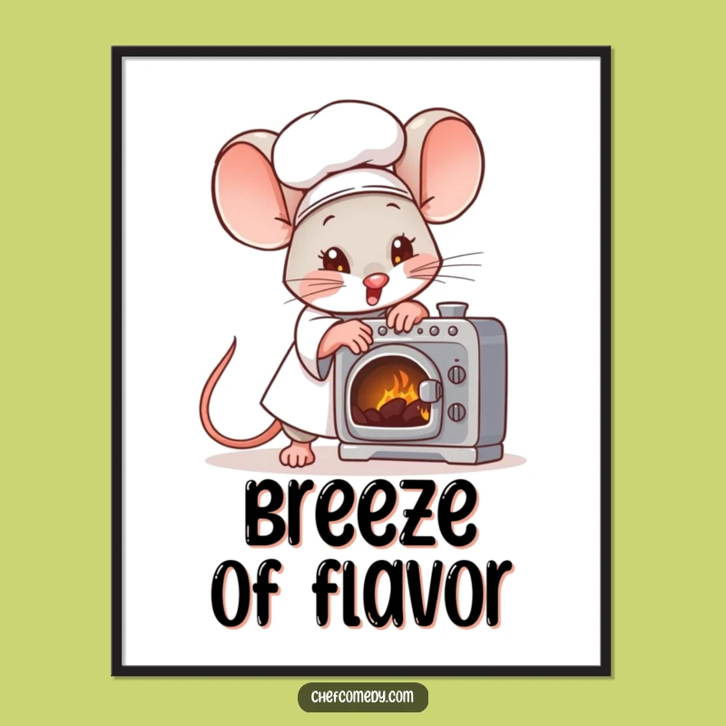 Funny Mouse Chef Digital Art Print: Tiny Baker, Big Effort, Instant Kitchen Art