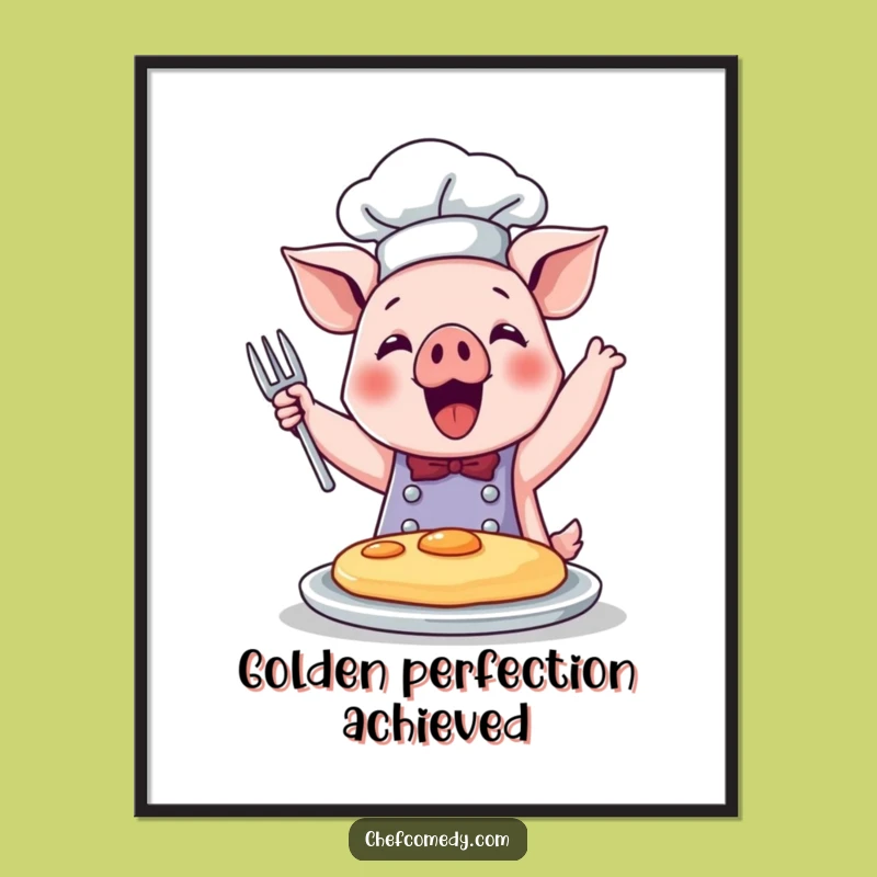 Funny Pig Chef Pancake Digital Art: Instant Kitchen Joy, Perfect Funny Gift