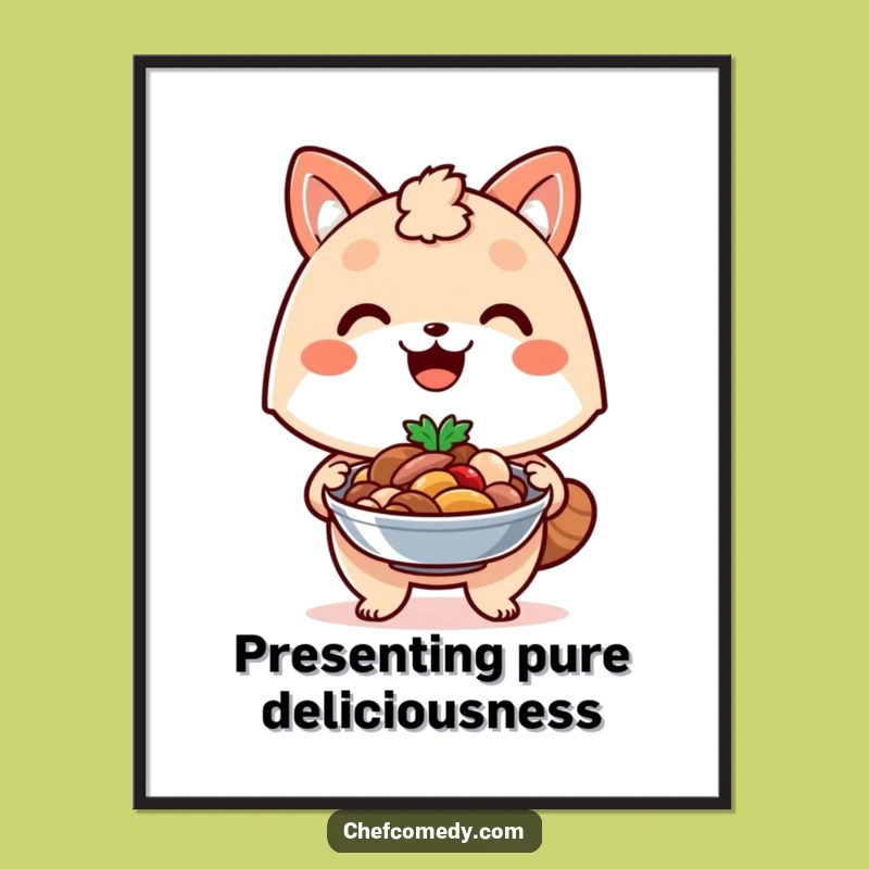 Funny Proud Chef Animal Dish Digital Art: Instant Culinary Decor