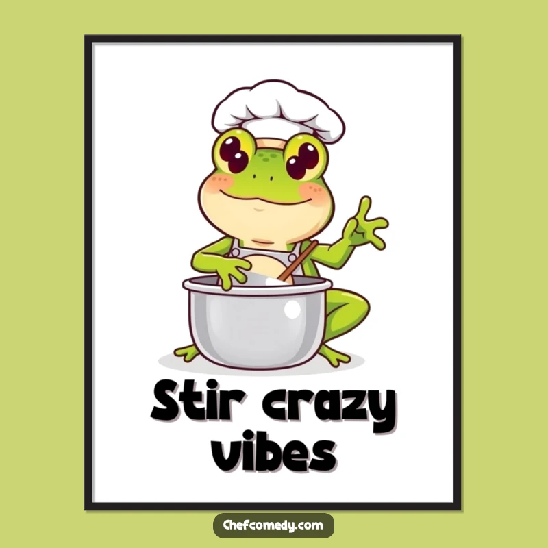 Funny Kawaii Frog Chef Digital Art Print: Instant Whimsy for Your Walls, Hilarious Gift!