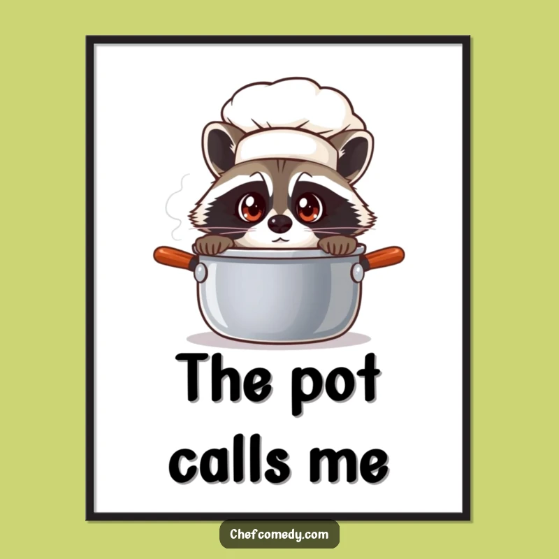 Funny Raccoon Chef Digital Art - Instant Curious Kitchen Decor Download