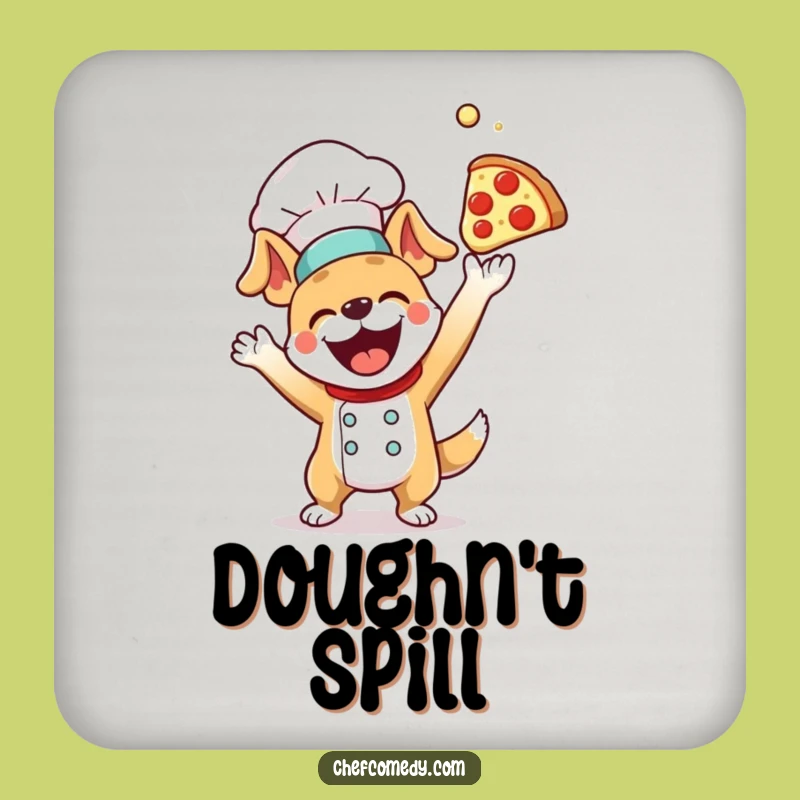Funny Dog Chef Pizza Dough Drink Coaster - Protect Surfaces with Fun Gift