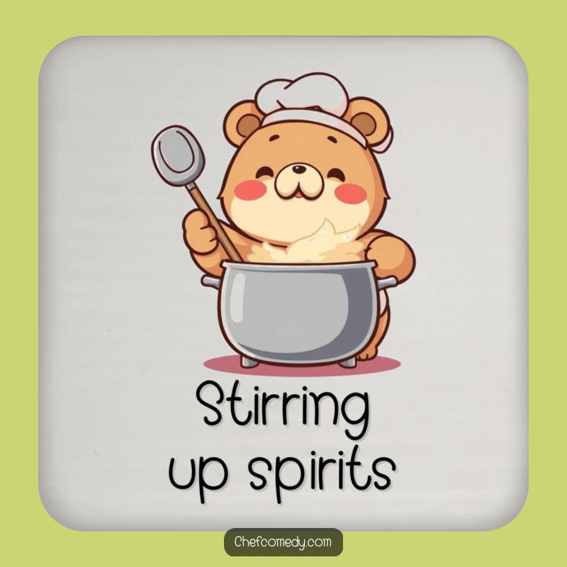 Funny Bear Chef Coasters: Protect Surfaces with Bear Stirrer Art