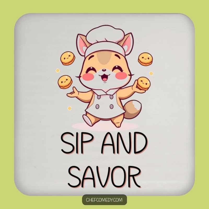 Funny Chef Animal Pastry Coaster Set: Protect Surfaces with Humorous Chef Art