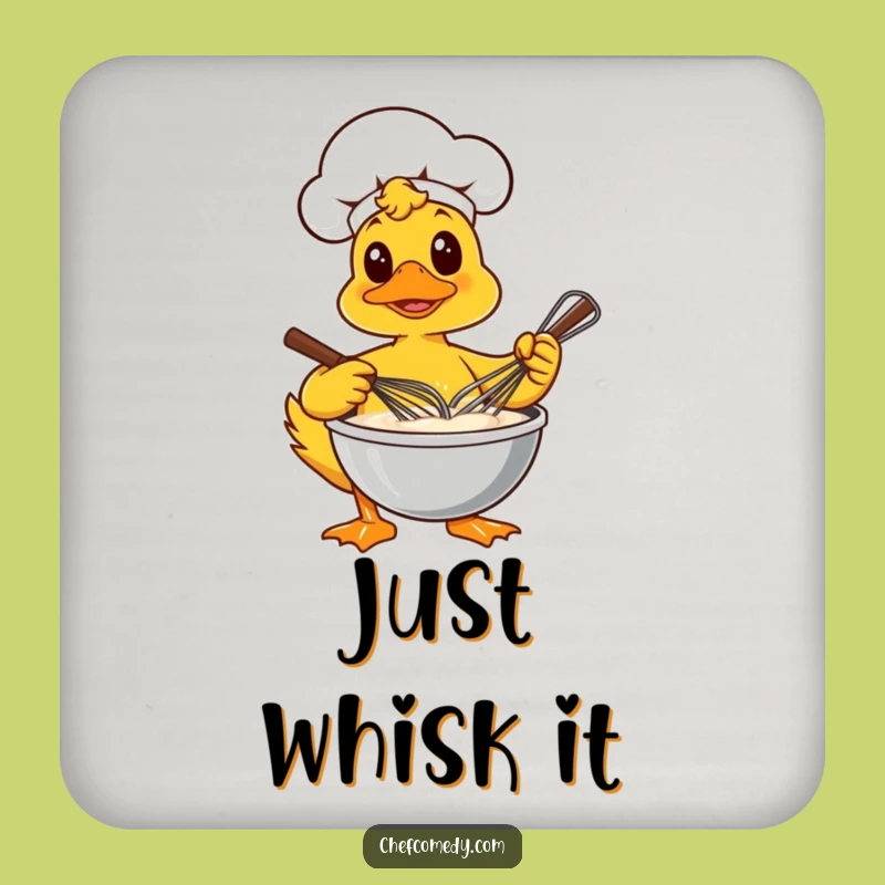 Funny Duck Chef Whisking Coaster - Protect Surfaces with Baking Humor