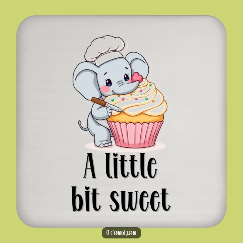 Funny Elephant Chef Cupcake Coaster - Protect Surfaces with Sweet Humor