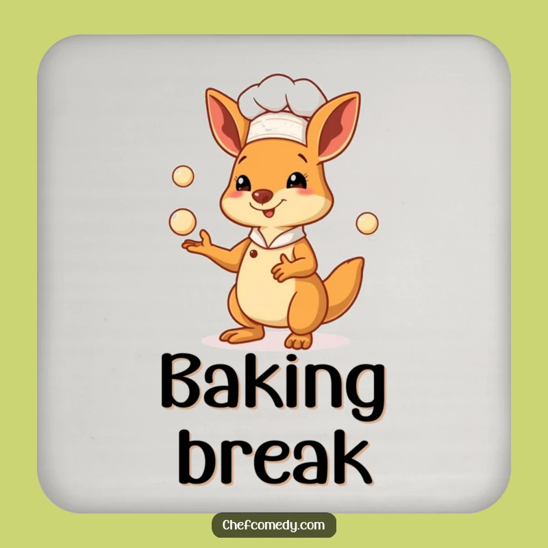 Funny Kangaroo Chef Coasters - Protect Surfaces with Baking Charm